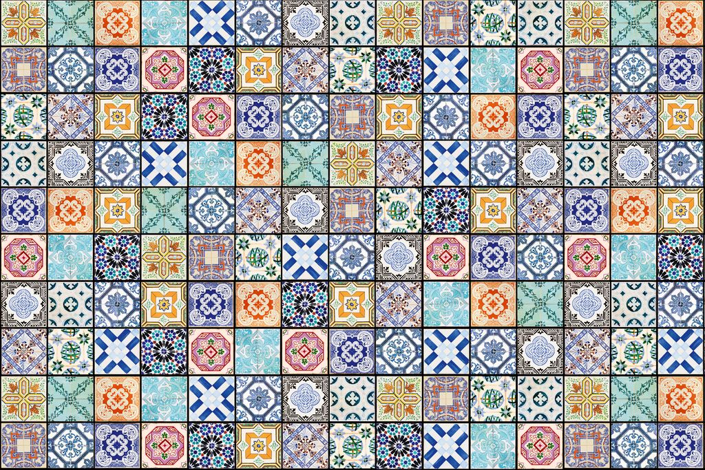 Fototapete - Vintage Tiles 375x250cm - Vliestapete