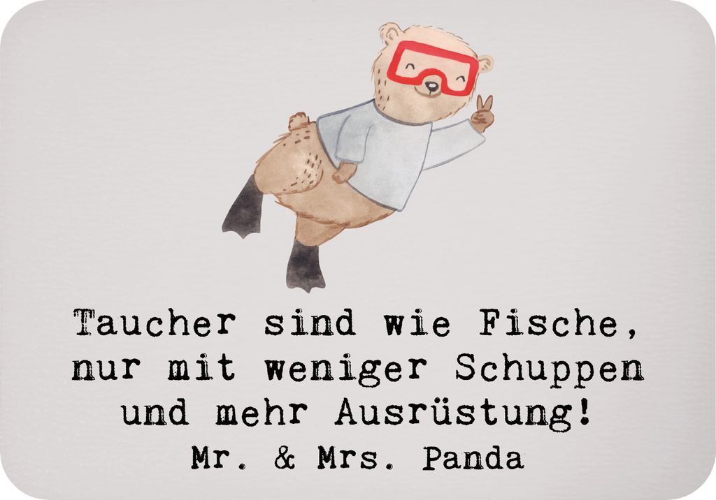 Mr. & Mrs. Panda Kühlschrankmagnet Tauchen Abenteuer - Grau Pastell - Geschenk, Sportler, whiteboardmagnet, Teamsport, Geschenke, Tauchregeln, unt...
