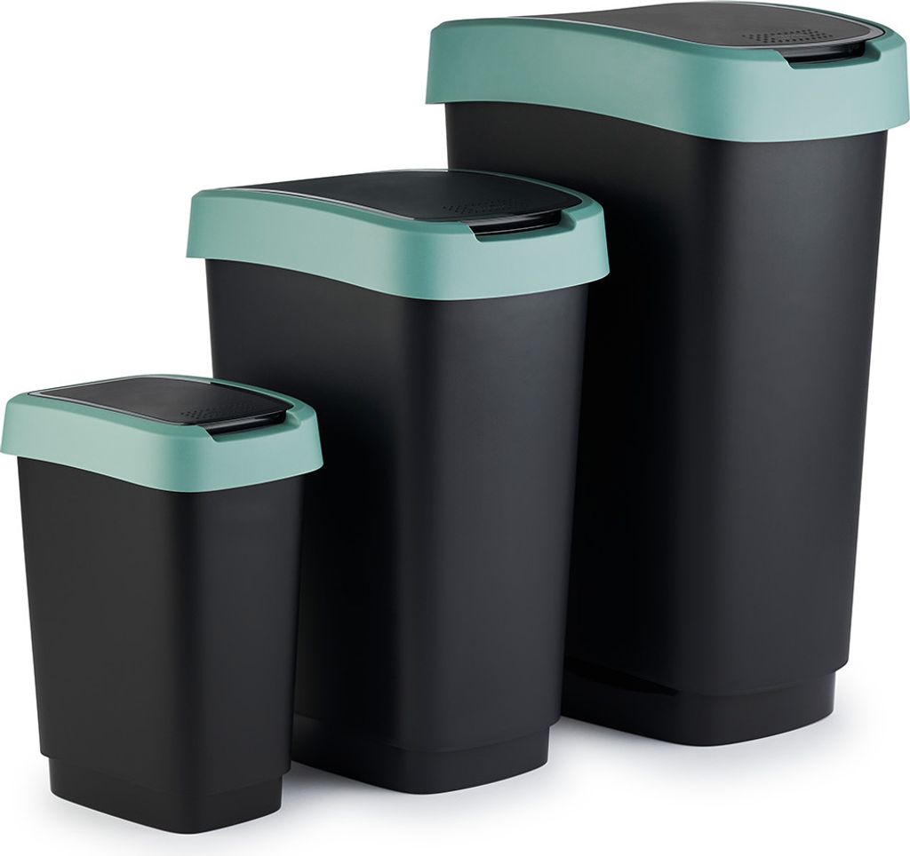 Rotho Schwingdeckeleimer Kunststoff TWIST 25 l grün Produktbild 9