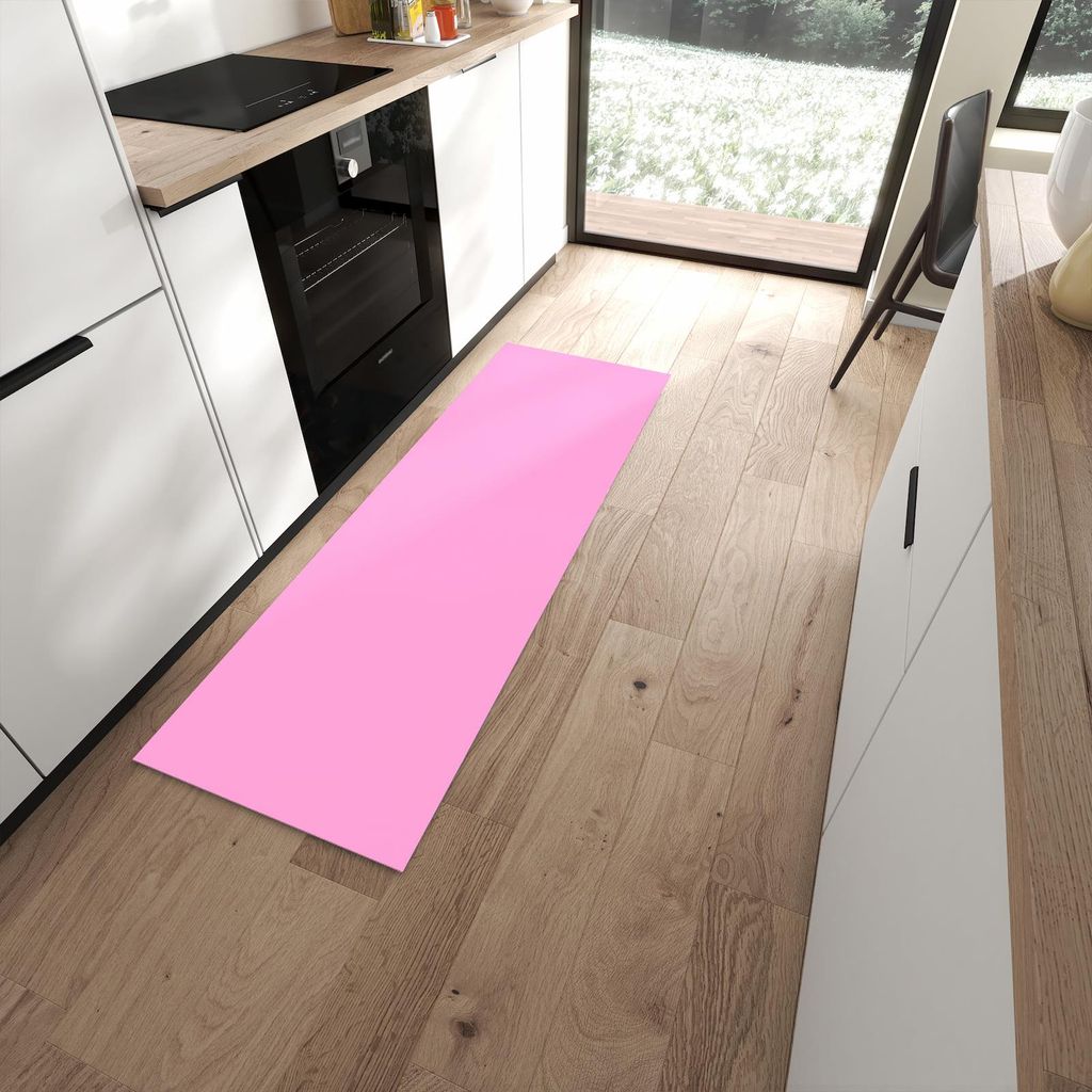 Küchenteppich 60x180cm rutschfest & abwischbar PVC Läufer - Rosa Hintergrund