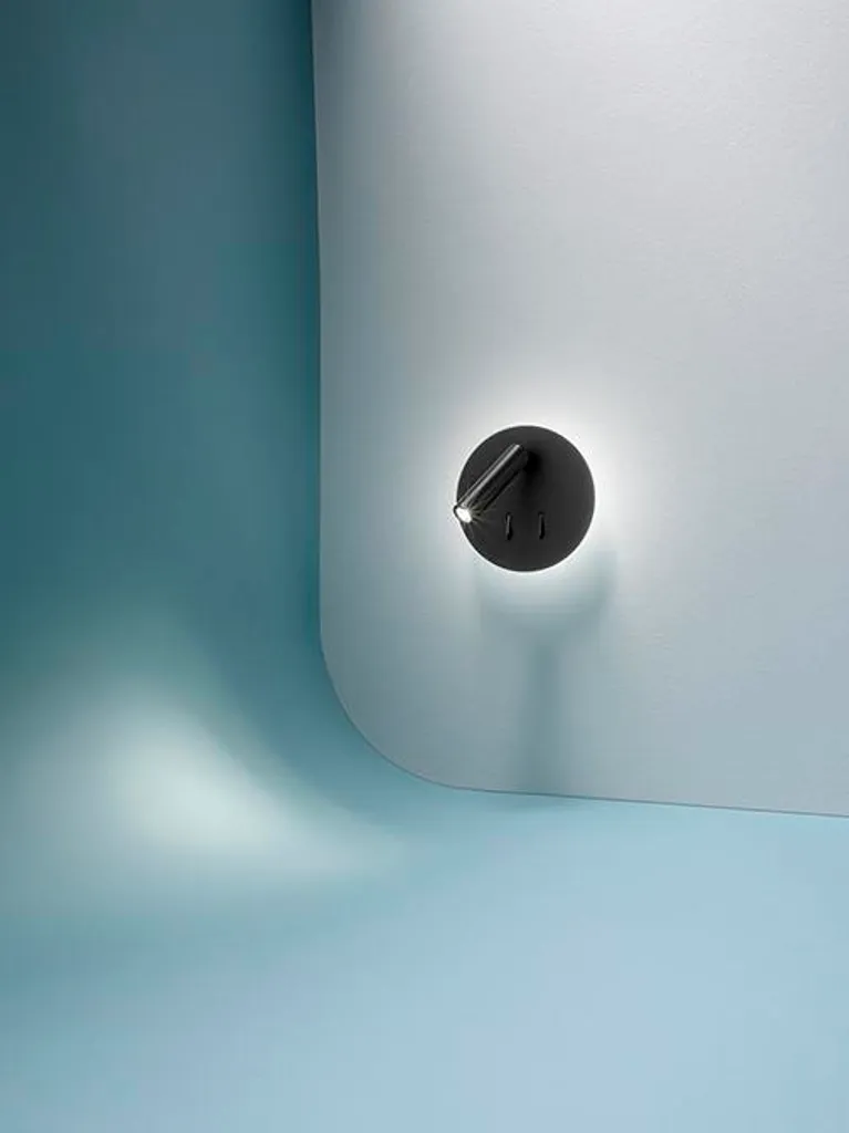 Applique Murale Noire LED Anti-Éblouissement avec Liseuse Orientable
