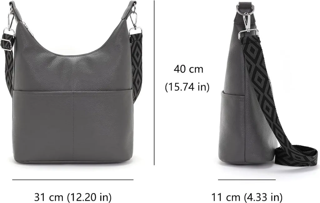 SOGYECS Borsa Polene Grigio: Tracolla Donna Media in Pelle Vegan Elegante - 4