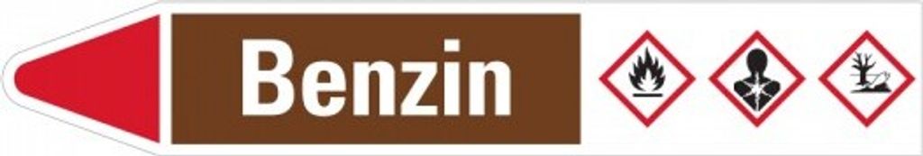 Dreifke Aufkleber I RKZ-Etikett Benzin, links, braun/weiß/rot, für Ø 60-90mm...