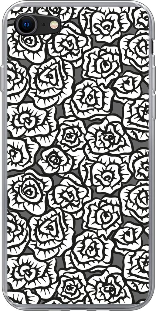MuchoWow Handyhülle Schutzhülle Hülle für Telefoonhoesje iPhone SE 2020 Mädchen - Rosen - Schnittmuster - Mädchen - Kinder - Baby Silikon S...