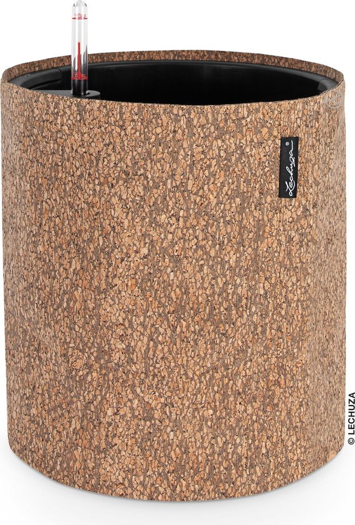 LECHUZA-Pflanzgefäß Trendcover 32 Cork Dark Natural | Pflanzgefäß mit Bewässerungssystem und Pflanzeinsatz | Kork-Oberfläche | Ø 32 x 33 cm ...