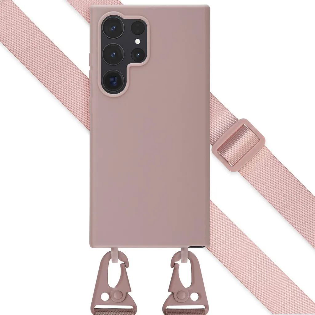 Selencia Silicone Case S24 Ultra Rosa Sabbia | Cinturino Rimovibile