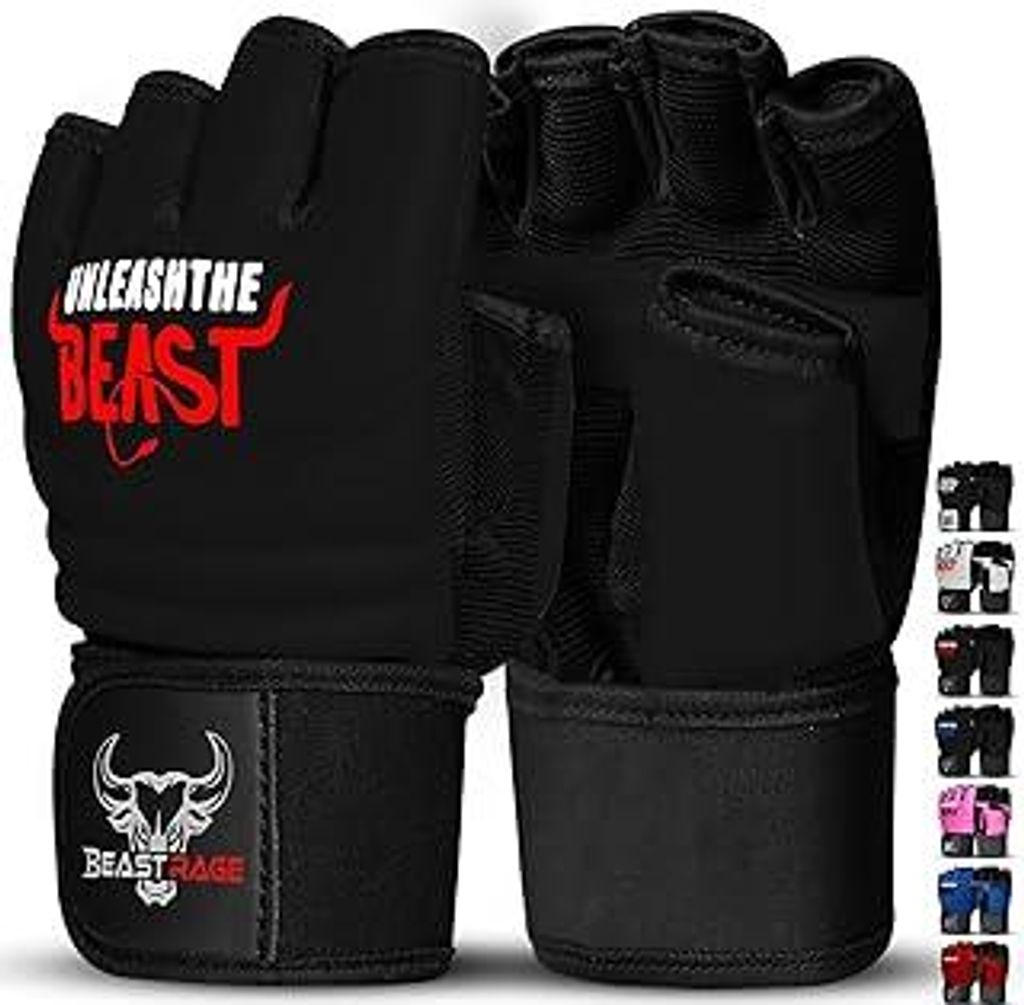 BEAST RAGE MMA Boxhandschuhe Karate Mitts Handschuhe für Männer und Frauen, Punch Bag Taekwondo Half Finger Kickboxing Sparring Martial Arts Boxi...