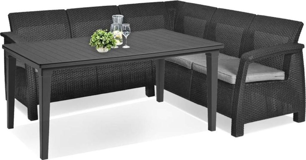 Curver Korfu Relax Gartenmöbelset mit Futura Tisch graphit