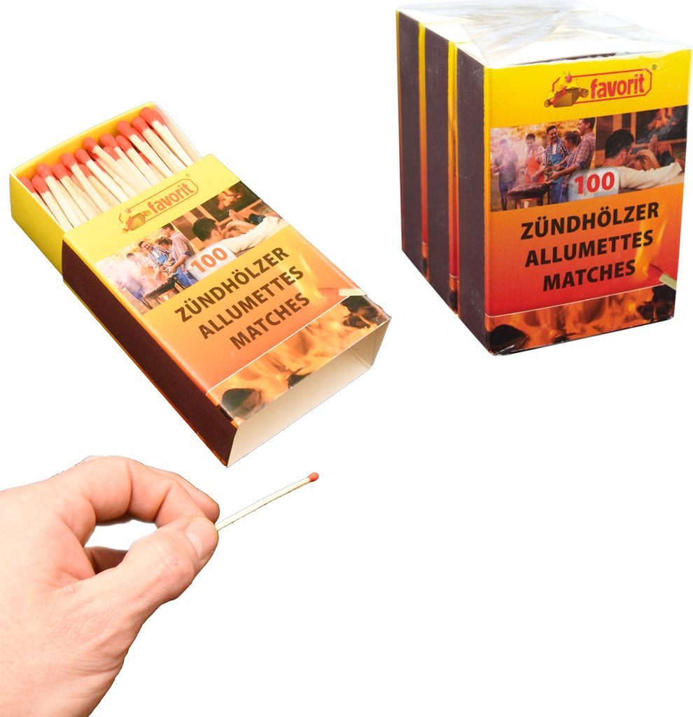 jameitop 3 x 100er Packungen Streichholzschachteln, 5,5cm Favorit für Grill/Kerzen/Kamin