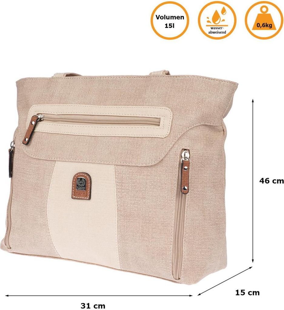 Große Damen Tasche Schultertasche Umhängetasche Henkeltasche Leder Optik Bag Apricot
