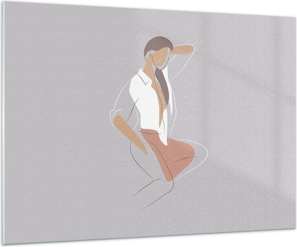 Bilder auf glas - Einteilig - Frau Grafik Modern - 100x70cm - Glasbilder - Wandbilder - Bilder - zum Aufhängen bereit - Wanddekoration aus Glas - ...