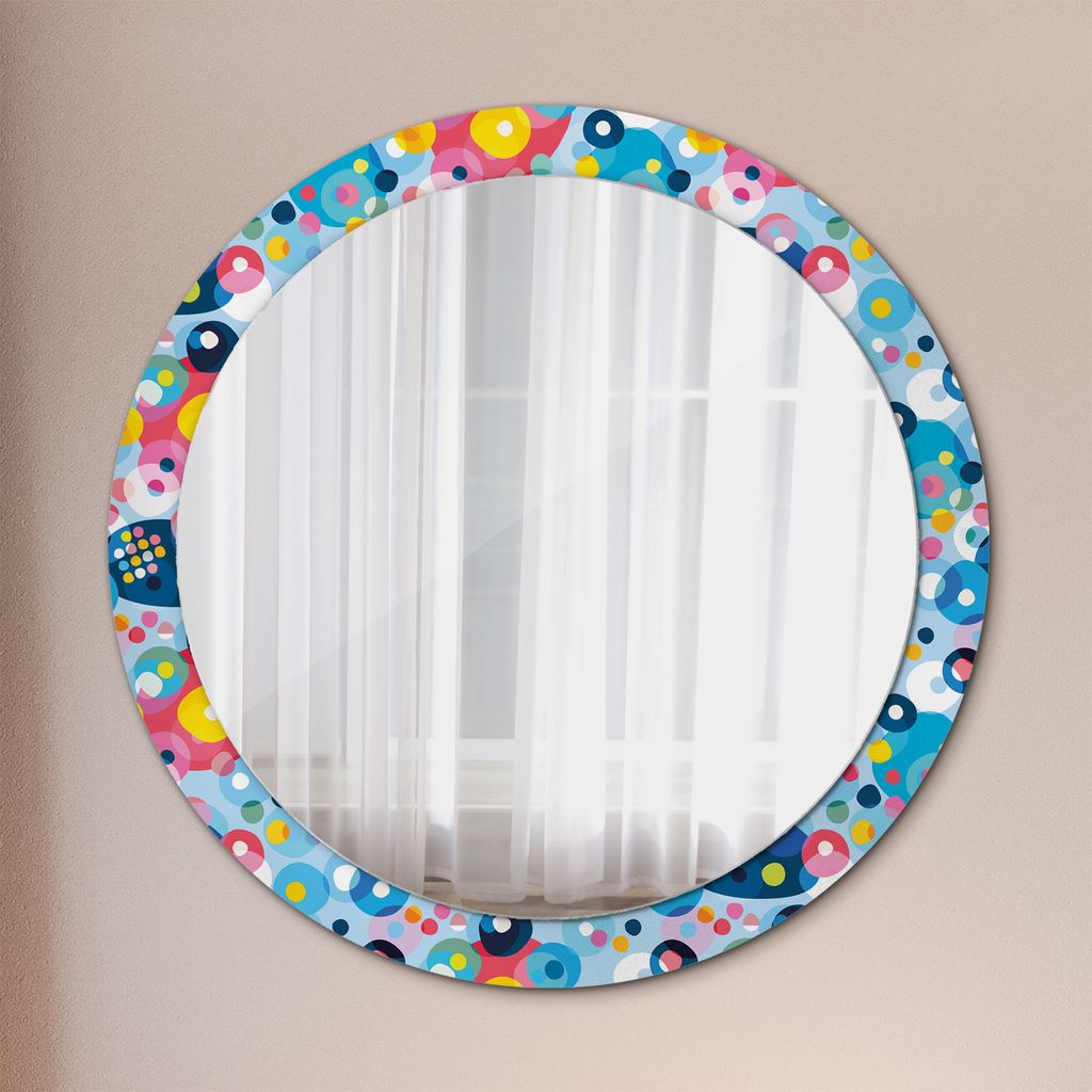 Ø90cm Modern Spiegel - Wandspiegel Wandmontage- Schlafzimmer - bunt Kreise