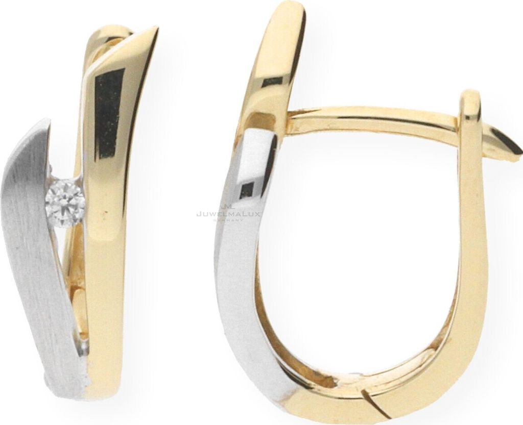 Creolen Gold und Weißgold 333 Zirkonia JL10-06-0064 JuwelmaLux