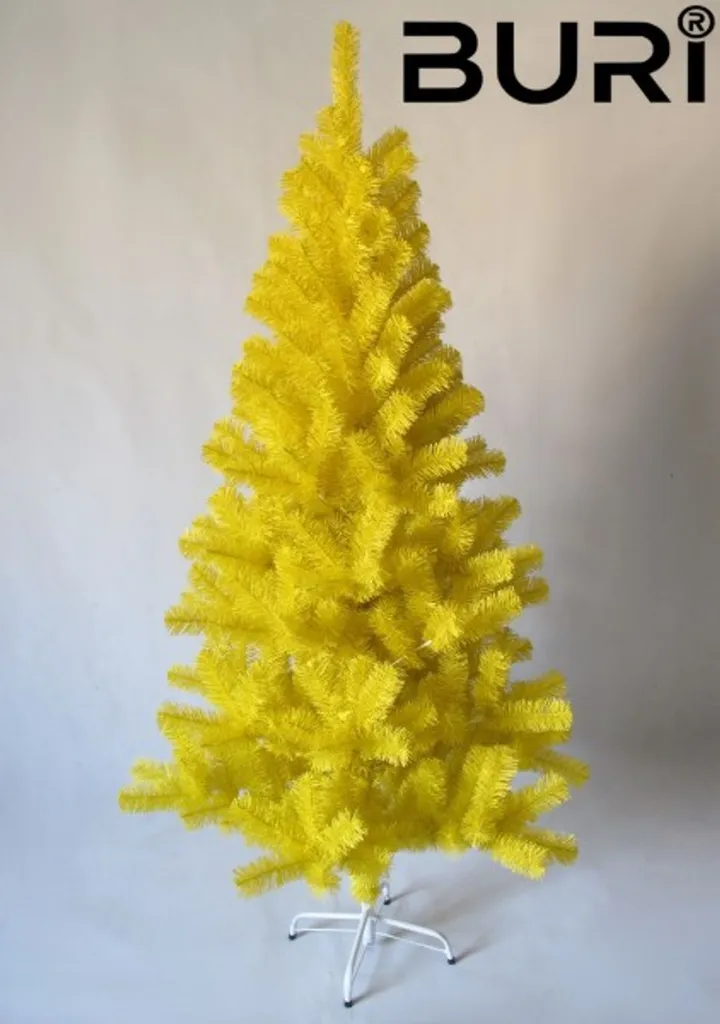 Sapin de Noël jaune 180 cm BURI idéal pour vitrine ou salon moderne