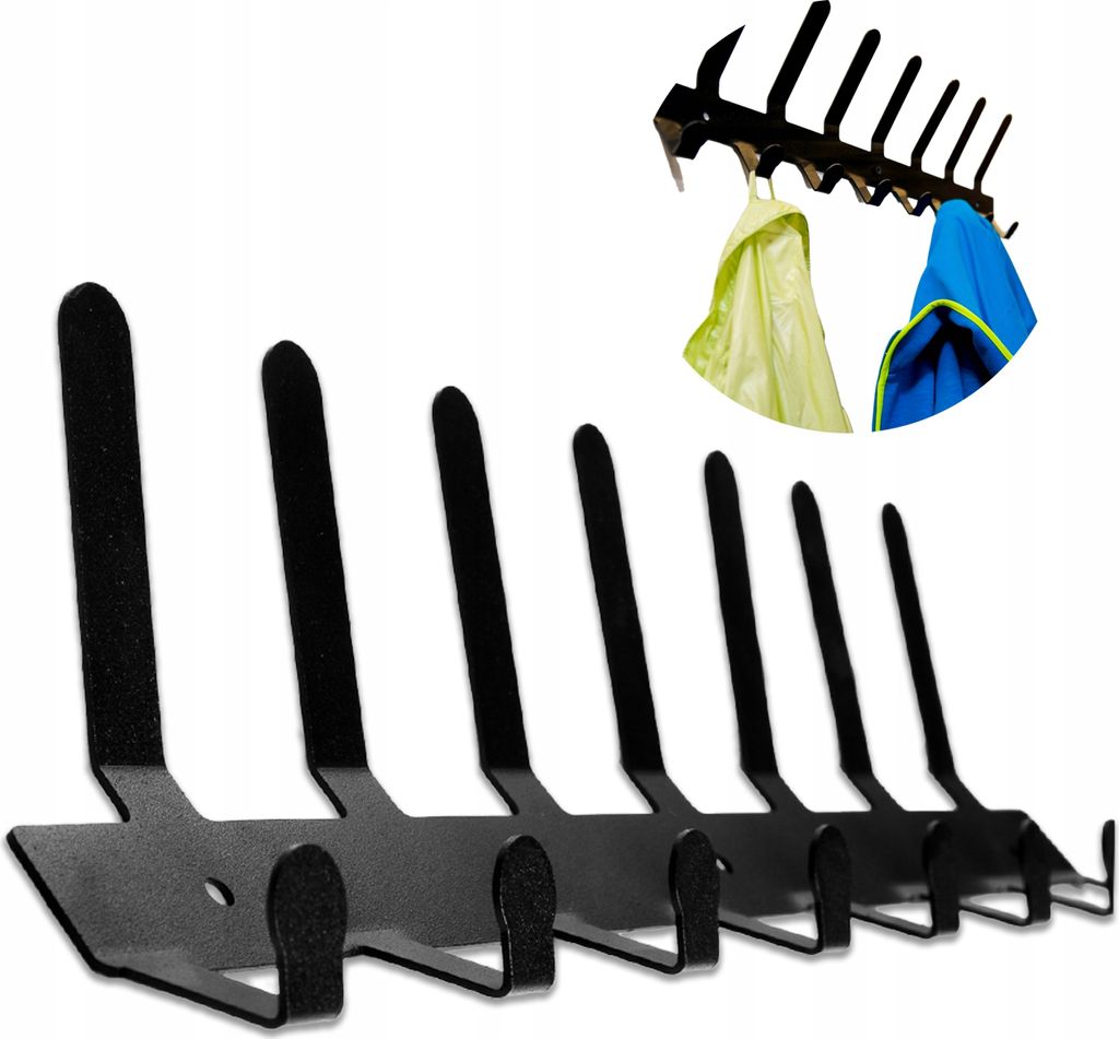 Wandgarderobe - Kleiderhaken Wand - Garderobenleiste Edelstahl, Garderobenhaken Schwere, Hakenleiste - Schwarz Metall