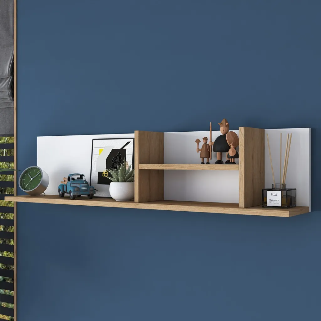 Skye Decor, AE103 - 2641, mensola a muro, bianco, 100 % pannello di legno rivestito di melamina, 120 x 19,8 x 25 cm