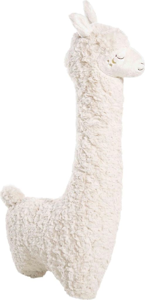 A plush toy llama is shown against a white background.