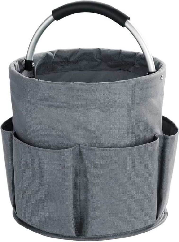 Werkzeugtasche, 17 l, Gartenwerkzeug-Organizer, faltbarer Werkzeug-Aufbewahrungskorb, Aufbewahrungstasche für den Außenbereich am Strand (grau)