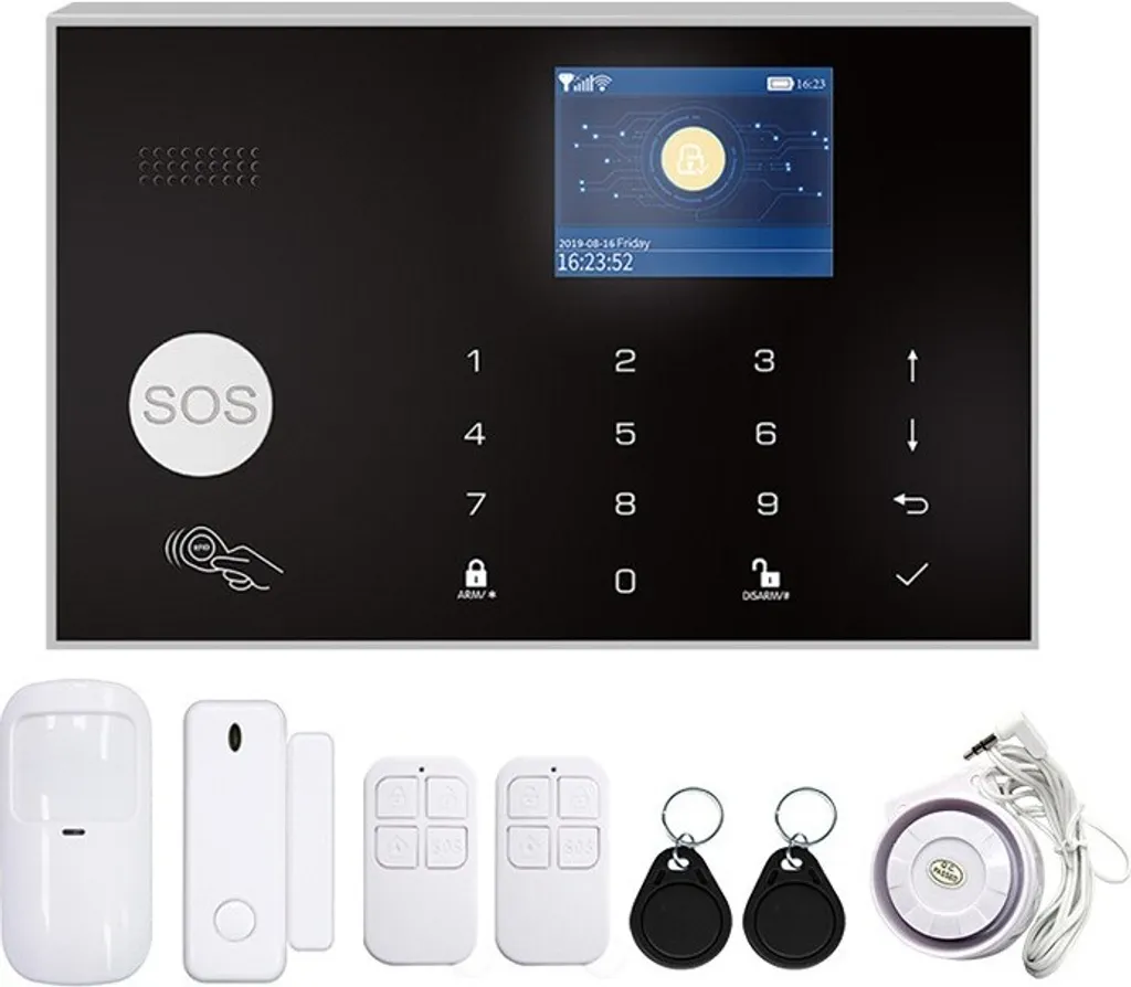 INF Système d'alarme sans fil Tuya WiFi + GSM intelligent avec sirène