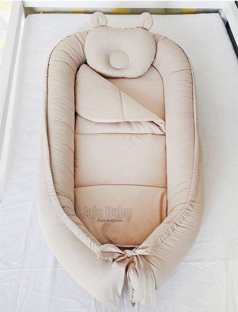 Jaju Baby Babynestchen mit Kopfkissen Baumwolle 100 x 60 cm Hellbraun