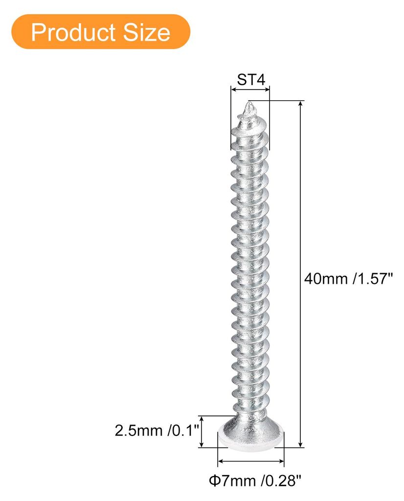 ST4x40mm 25Stk Wei?e Schrauben Senkkopf Holz Selbstschneidend Schrauben Flach Kopf Kreuzschlitz Holzschrauben fš¹r Holzarbeiten