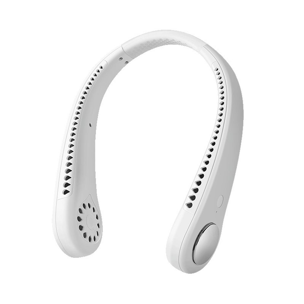 Neck Fan Cooling 360° Tragbarer persönlicher Lüfter USB-Akku mit hängendem Hals und 3 Geschwindigkeitsstufen – Weiß