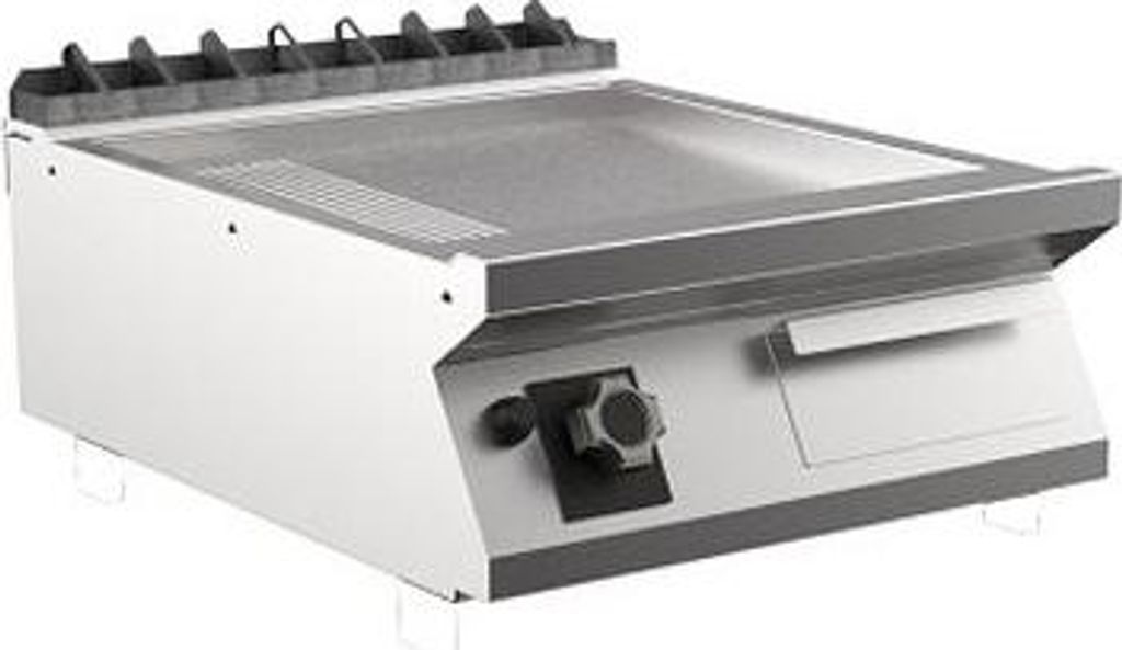 Mareno M1-900 Gasgrillplatte mit 2/3 glatter und 1/3 gerippter mattverchromter Platte, 60cm