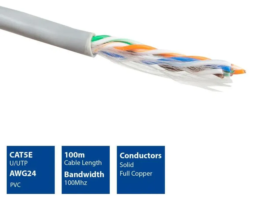 Solution câblage Ethernet stable : Câble CAT5E 100m gris U/UTP PVC rigide - 3