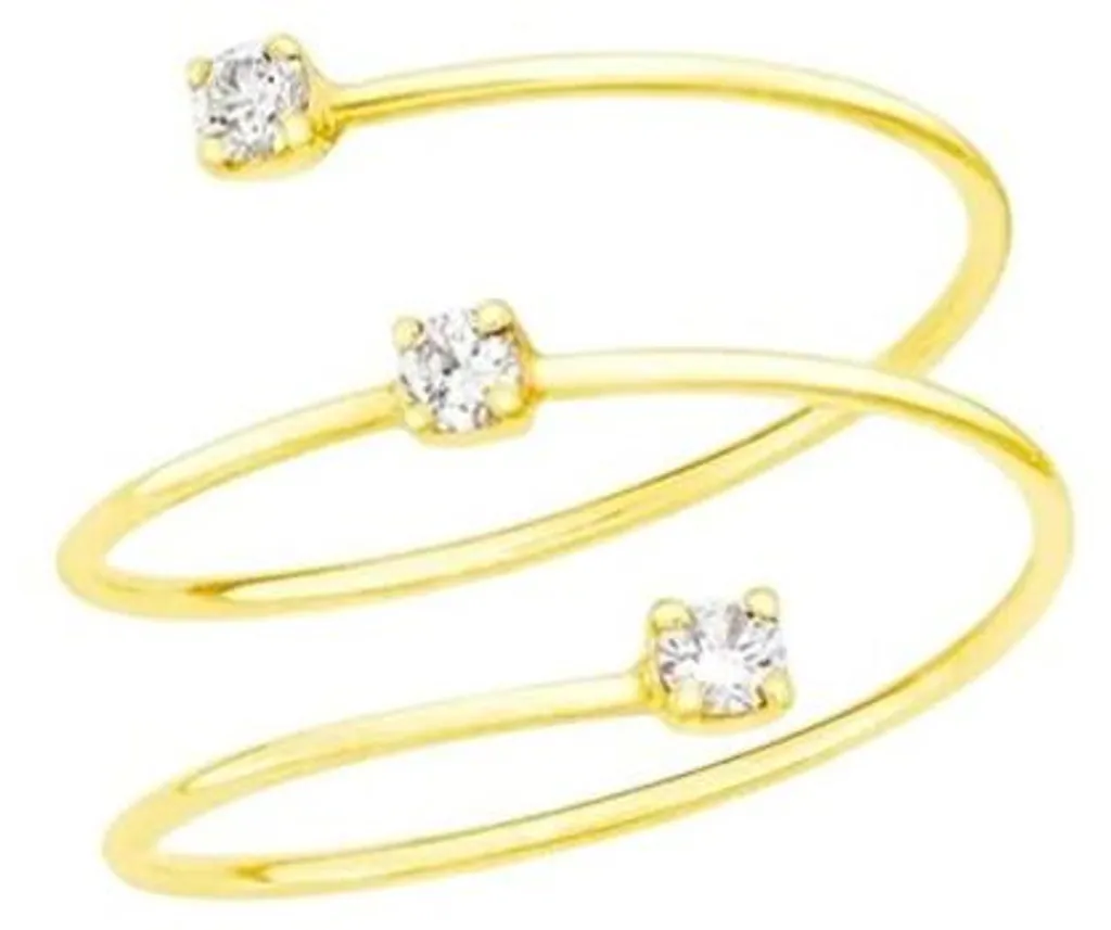 Bague ouverte dorée avec pierres zircons - Idée cadeau bijoux femme 50mm
