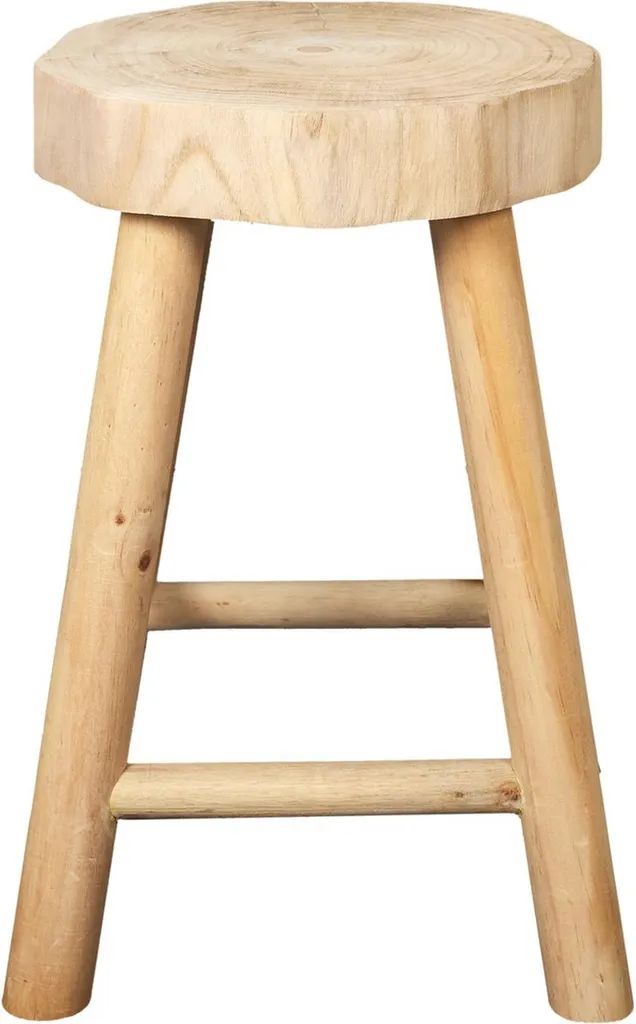 Table d'appoint artisanale en bois durable marron - Tabouret 26x40 cm