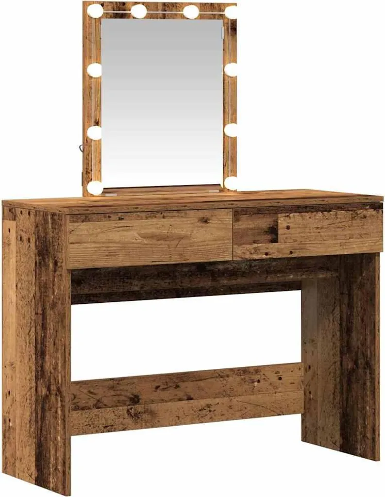 SYFAX™ Postazione Trucco 100x40x130 Legno Vecchio - Alta Durabilità