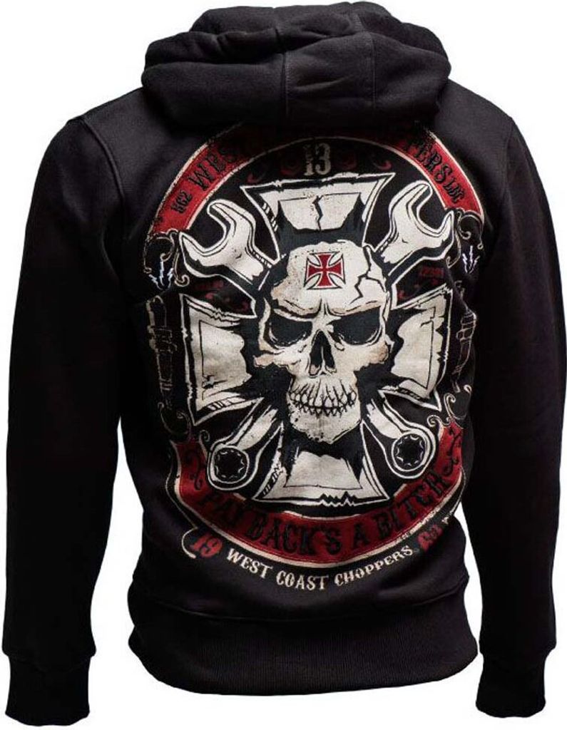 WCC West Coast Choppers Hoodie Mechanic Zip Black-XL