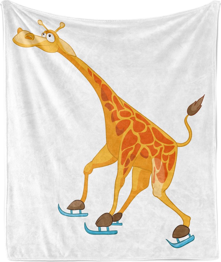 ABAKUHAUS Giraffe Weich Flanell Fleece Decke, Eislaufen Tier, den Spaß verwirrten Eindruck Druck auf Normalpapier Hintergrund, 175 x 230 cm, Weiß...