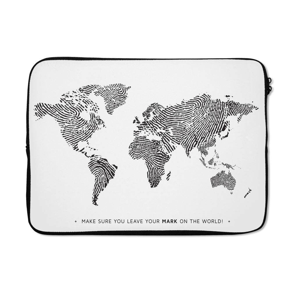 MuchoWow Laptop Hülle 14 ZollWeltkarte - Zitat - Fingerabdruck - Kind - Jungen - Mädchen Laptoptasche - Laptoptasche - Stoßsicher - Schutzhaube
