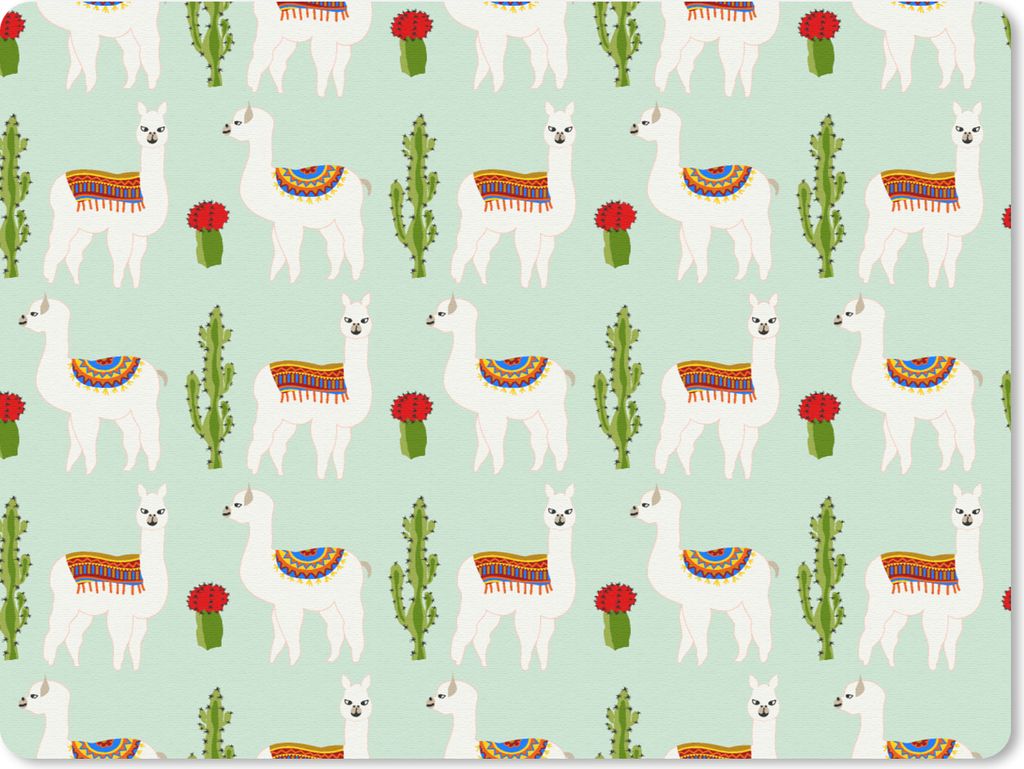 MuchoWow Mauspad Mousepad Lama - Kaktus - Schablonen 40x30 cm - Mousepads - Maus Mat - Pad - Mausunterlage - Anti Rutsch