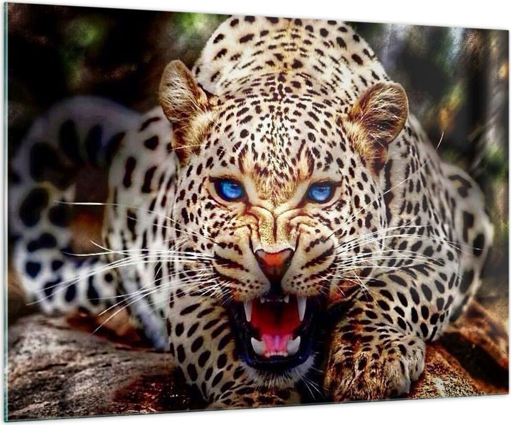 Bilder auf glas - Panther Tier - 100x70cm - Glasbilder - Wandbilder - Kunstdruck - zum Aufhängen bereit - Wanddekoration aus Glas - Glas Bilder - ...