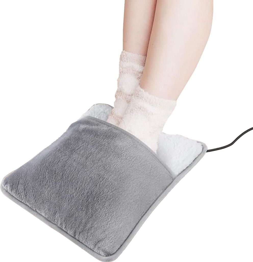 USB Fußwärmer 30×30 cm, Flauschige elektrische Fußheizung, Waschbar & ideal für Home Office