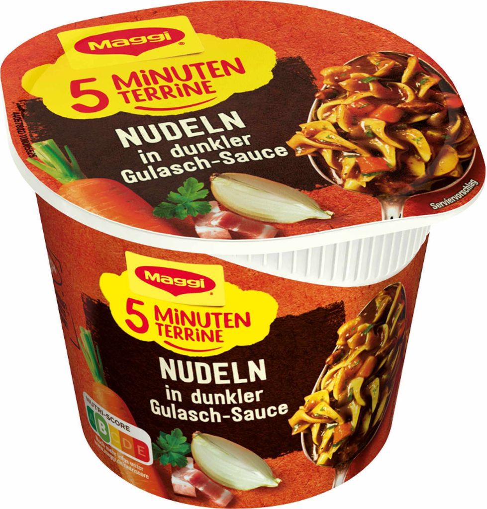 Maggi - 5 Minuten Terrine - Nudeln in dunkler Gulaschsuppe Produktbild 