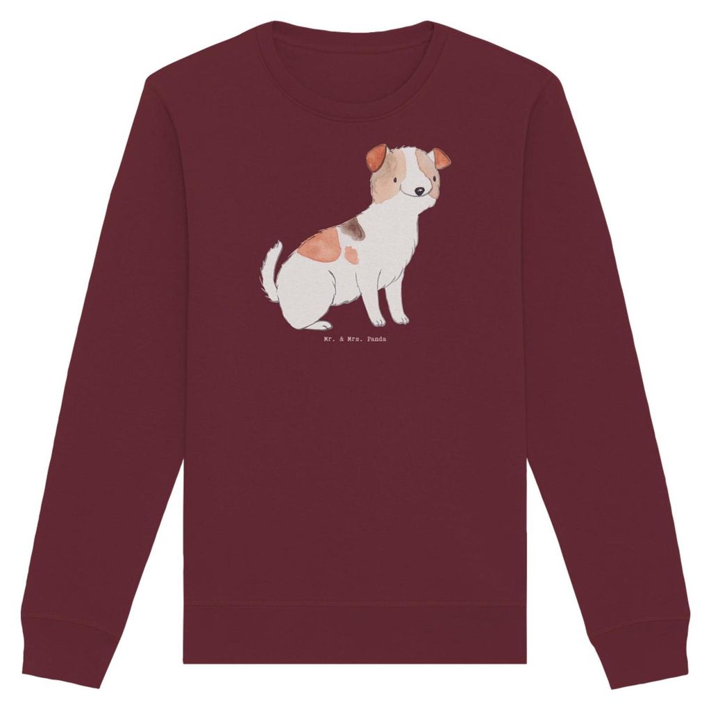 Mr. & Mrs. Panda Bio Baumwoll Pullover Jack Russell Terrier Moment Größe S - Burgundy - Geschenk, Sweater, Pulli, Sweatshirt