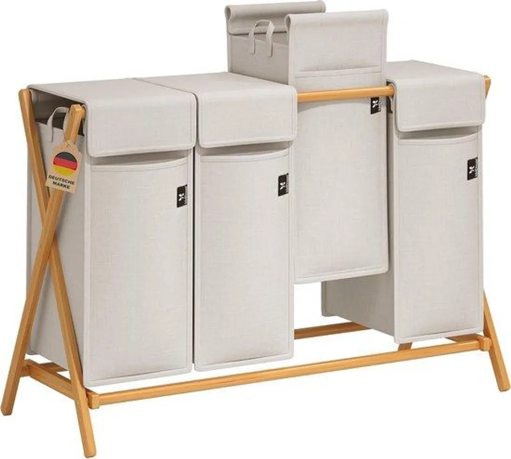 Trieur de linge Lavabo en bambou gris clair 100 L pour salle de bain