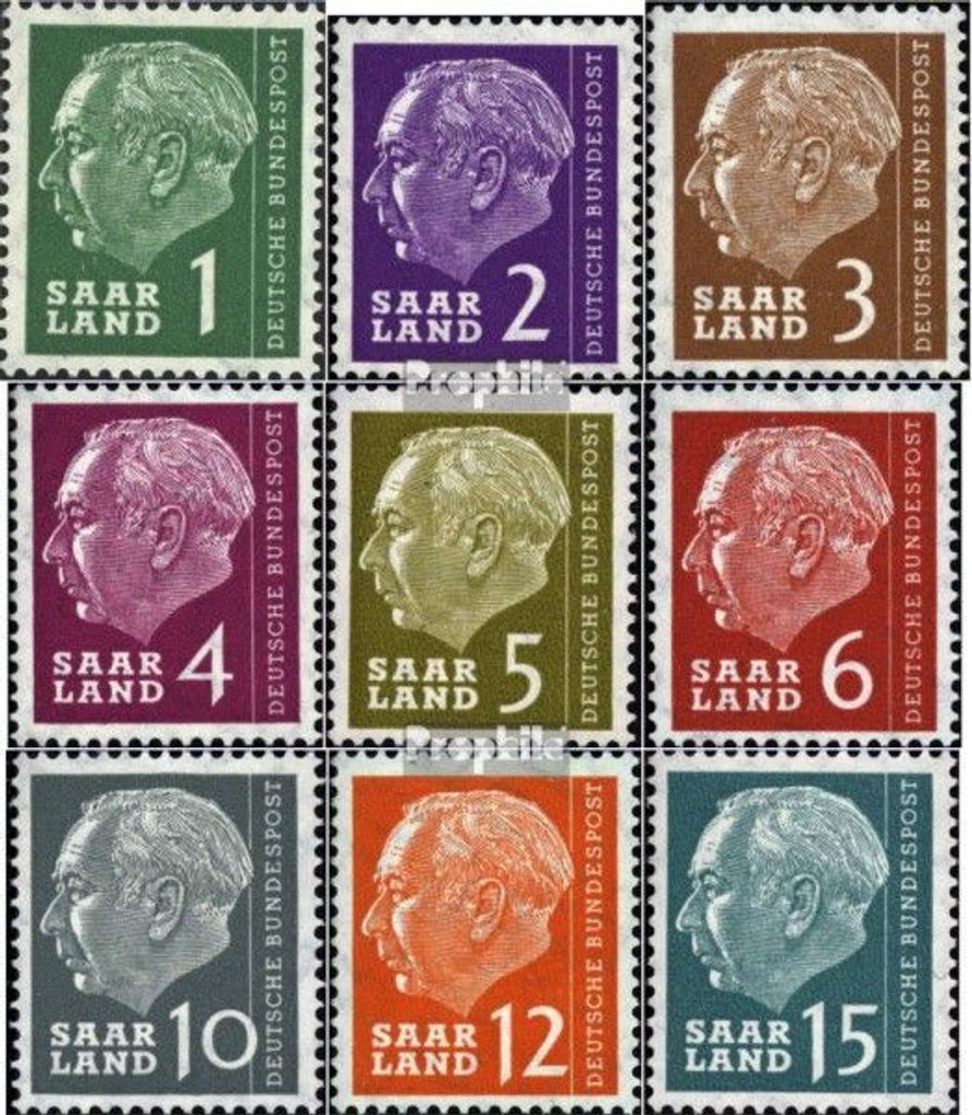Briefmarken Saarland 1957 Mi 380-388 postfrisch Bundespräsident Heuss (I)