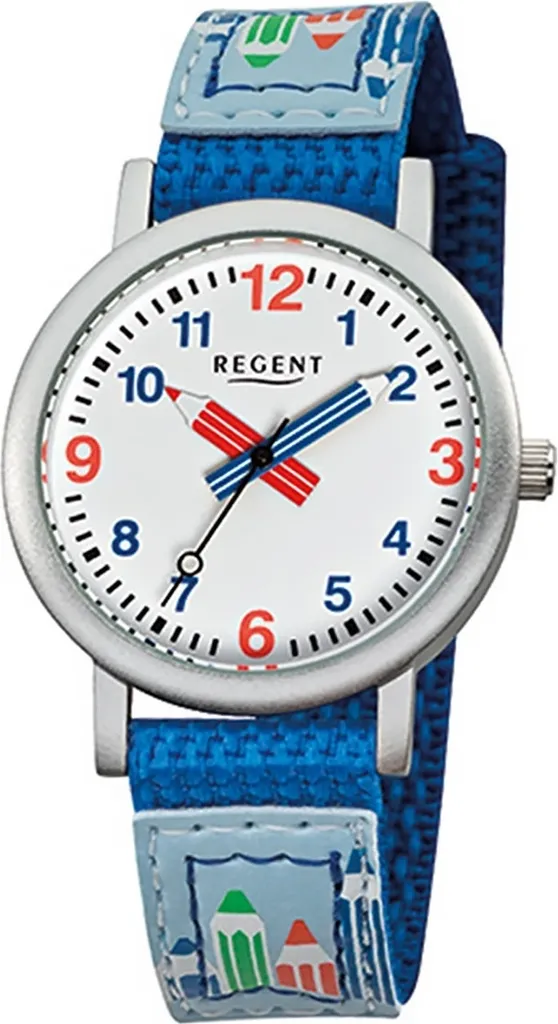 Montre Regent bleue F-731 robuste avec bracelet textile doux pour enfant