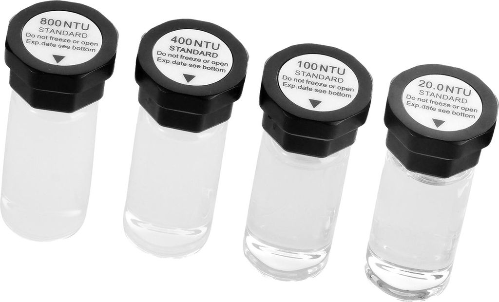 SucceBuy Trübungskalibrierlösungs-Kit 20/100/400/800 NTU je 20 ml, 4er-Set Standardlösungen für TN2000-Trübungsmessgerät, stoßgeschützte Au...