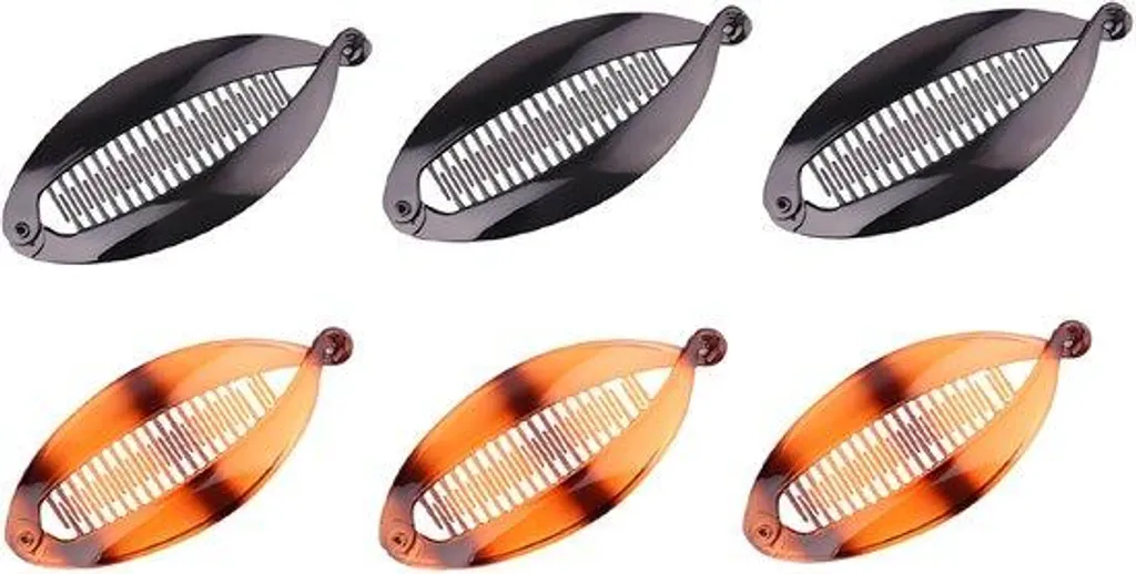 Barrettes noires et marron cheveux longs lot de 4 pinces XL