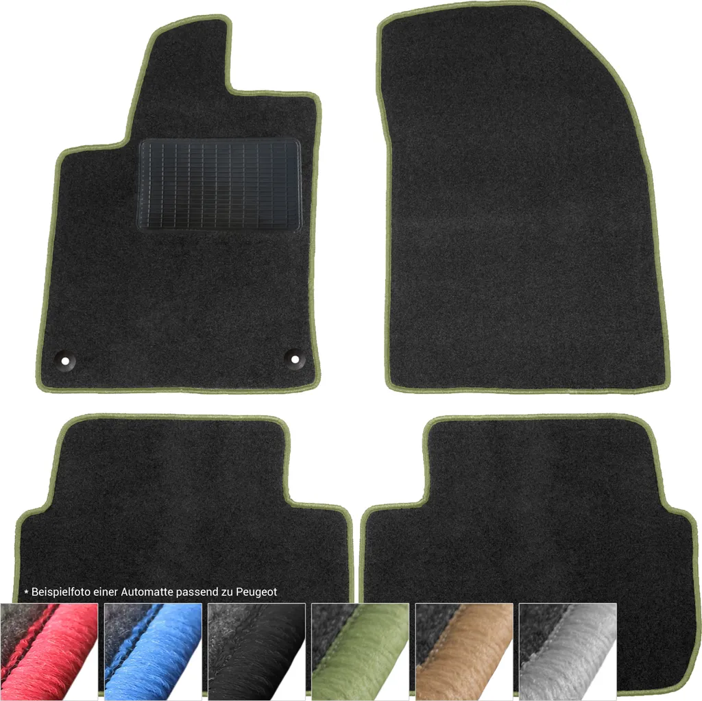Tappetini Peugeot 605 su Misura Velluto Nero e Verde moto-MOLTICO