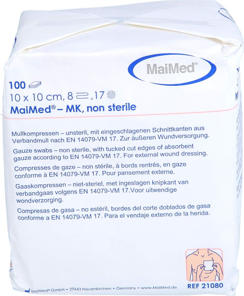 MaiMed Gázové vankúšiky nesterilné 10 x 10 cm 8-násobné Obrázok produktu 