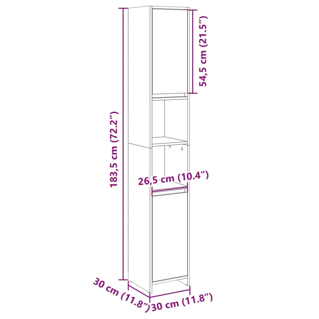 VidaXL Armadietto Bagno Rovere Sonoma 64,5x33,5x59cm Legno Multistrato