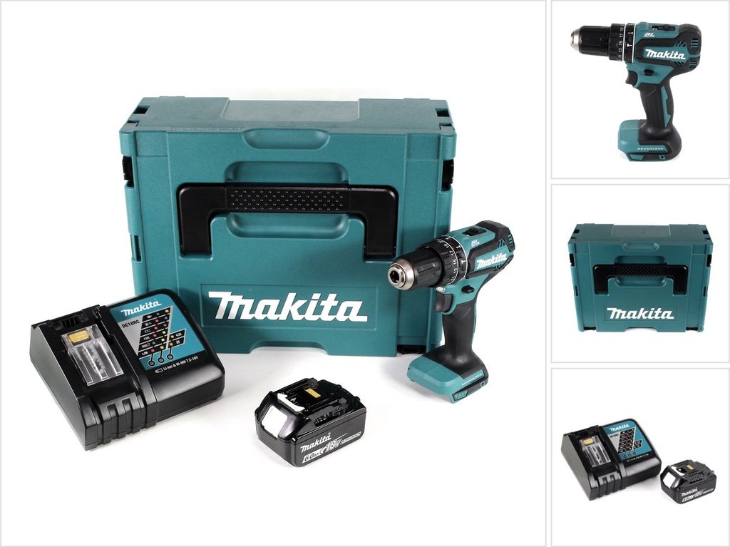 Makita DHP 485 RG1J Akku Schlagbohrschrauber 18 V 50 Nm + 1x Akku 6,0 Ah + Schnellladegerät + Makpac