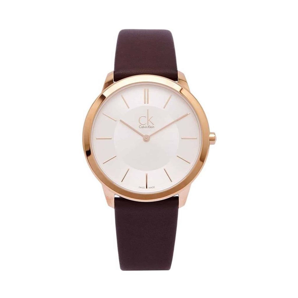 Calvin Klein Herren Uhr Armbanduhr Herrenuhr, Analog , Größe:Einheitsgröße, Farbe:Braun-sattelbraun,gold