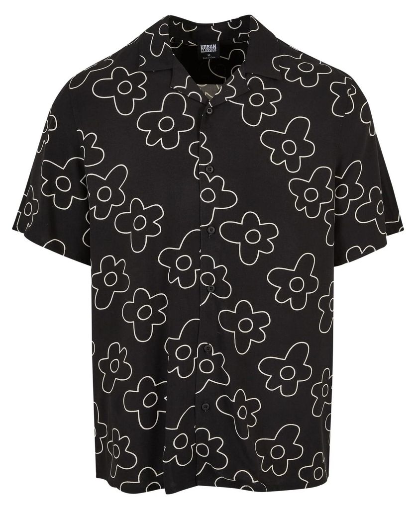 Urban Classics - Resorthemd Rundum bedruckt für Herren TN995 (M) (Schwarz)